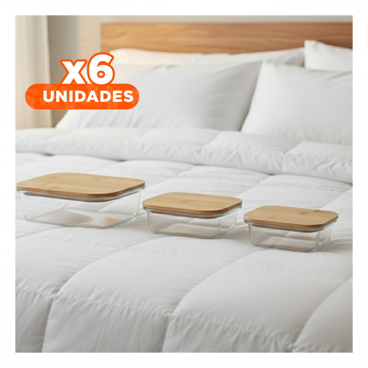 PACK6 ORGANIZADORES DE ESTILO NATURAL 370ML 640ML 1040ML TRANSPARENTE Y+REGALO STICKER - 1