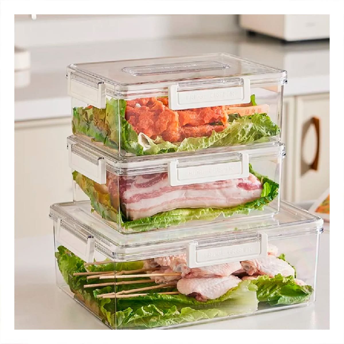 COMBO 3 QUE FACILITA LA ORGANIZACION EN REFRIGERADOR 700 ML 1700 ML 3300 ML Y+PAPEL REGALO - 5