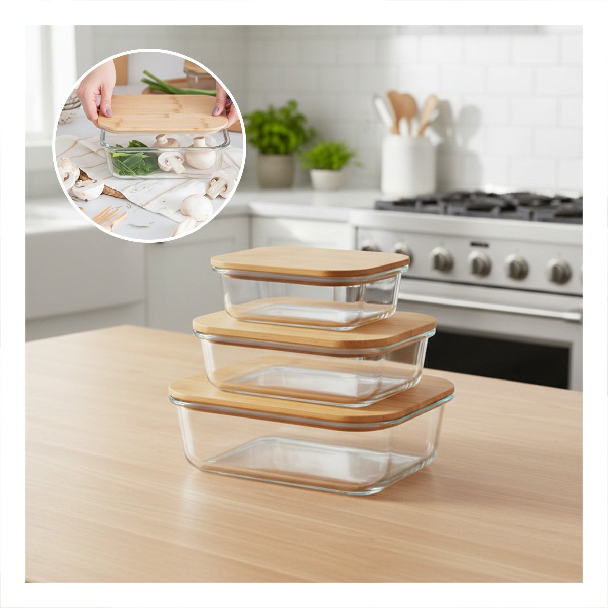 DEPOSITOS PRACTICOS CON ACABADO NATURAL 370ML 640ML 1040ML TRANSPARENTE Y+POST IT - 2