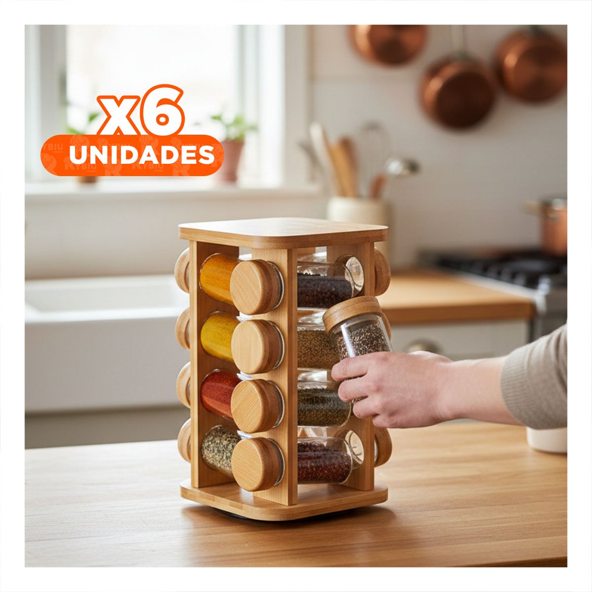 PACK6 RACK DE MESA COMPACTO PARA CONDIMENTOS EN FRASCOS Y+REGALO STICKER - 1