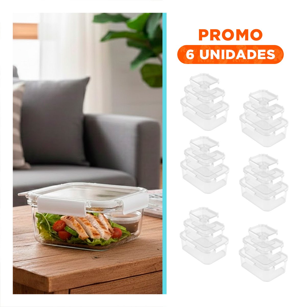 PACK6 SISTEMA PRACTICO PARA ORGANIZAR ALIMENTOS EN REFRIGERACION TRANSPARENTE - 1