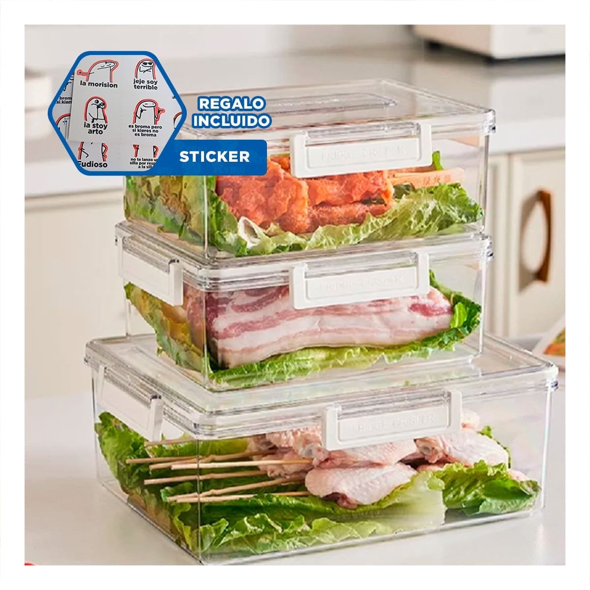 COMBO 3 TRANSPARENTE Y PRACTICO PARA USO DIARIO 700 ML 1700 ML 3300 ML Y+REGALO STICKER - 1