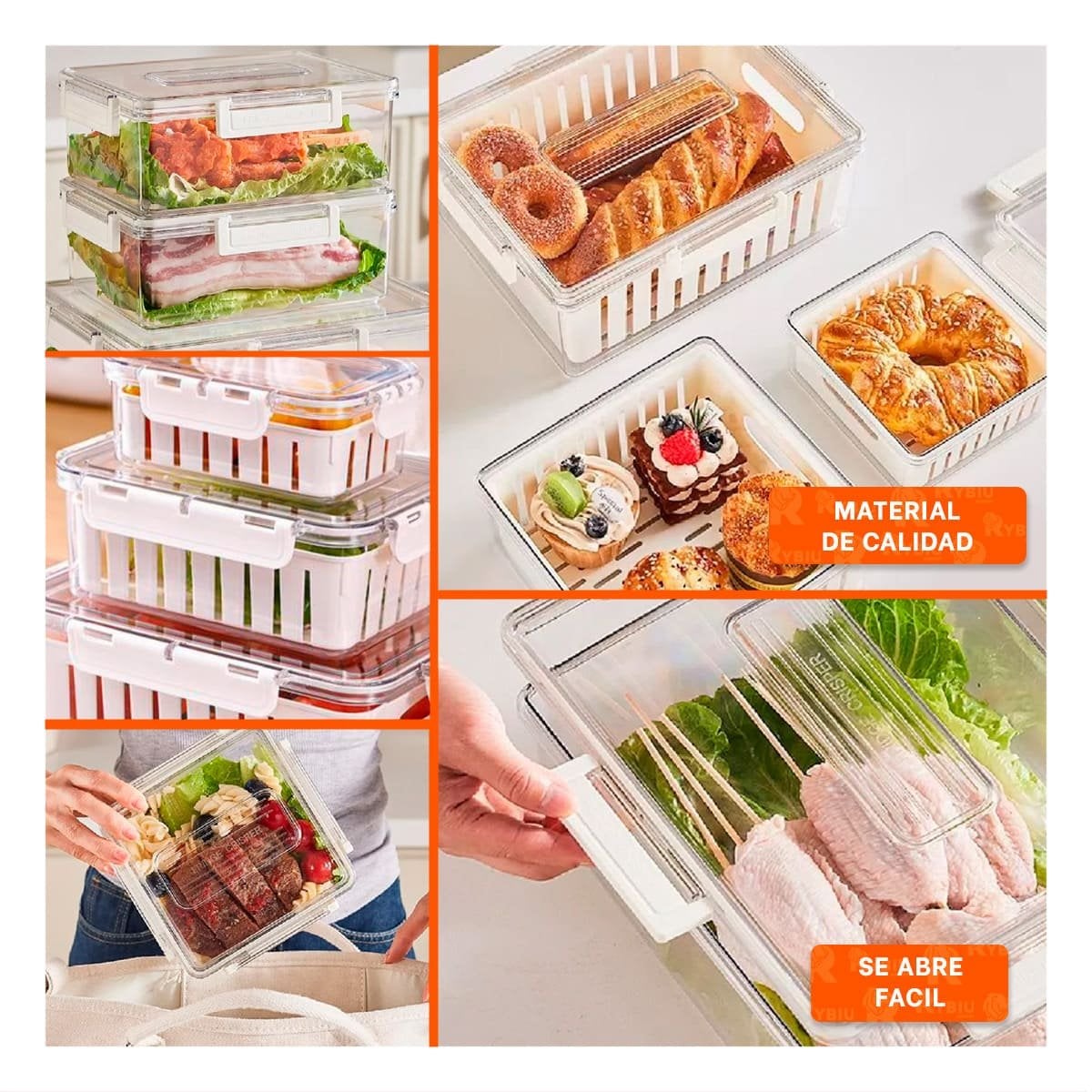 COMBO 3 COMPACTO PARA APROVECHAR ESPACIO EN LA COCINA 700 ML 1700 ML 3300 ML Y+POST IT - 1