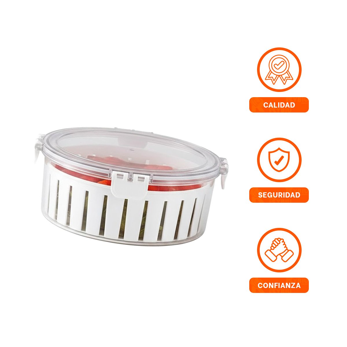 FILTRO CIRCULAR PARA ESCURRIDO DE COMIDA FRESCA EN 3 PIEZAS TRANSPARENTE - 3