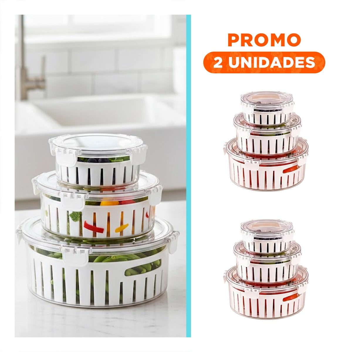 PACK2 ESCURREPLATOS CIRCULARES 3 PIEZAS TRANSPARENTE PARA COCINA Y LAVADO - 1