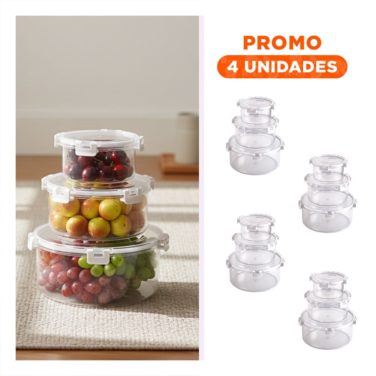 PACK4 CAJAS APILABLES PARA OPTIMIZAR ESPACIOS TRANSPARENTE Y+REGALO STICKER - 1