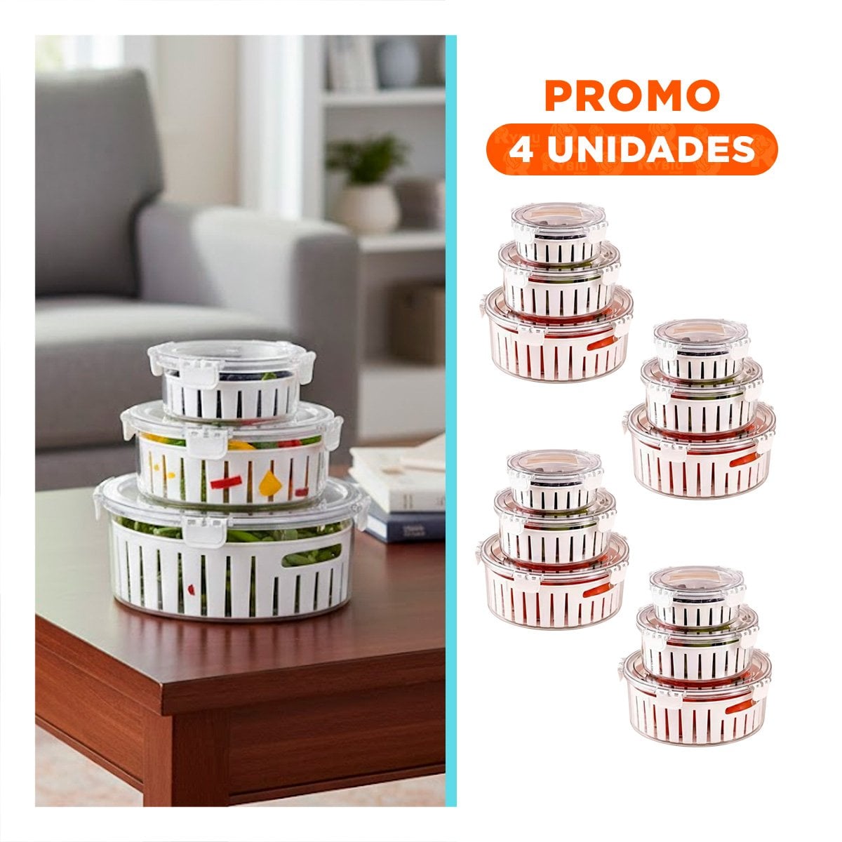 PACK4 SOPORTE ESCURRIDOR CIRCULAR 3 PIEZAS TRANSPARENTE PARA LAVADO Y+REGALO STICKER - 1