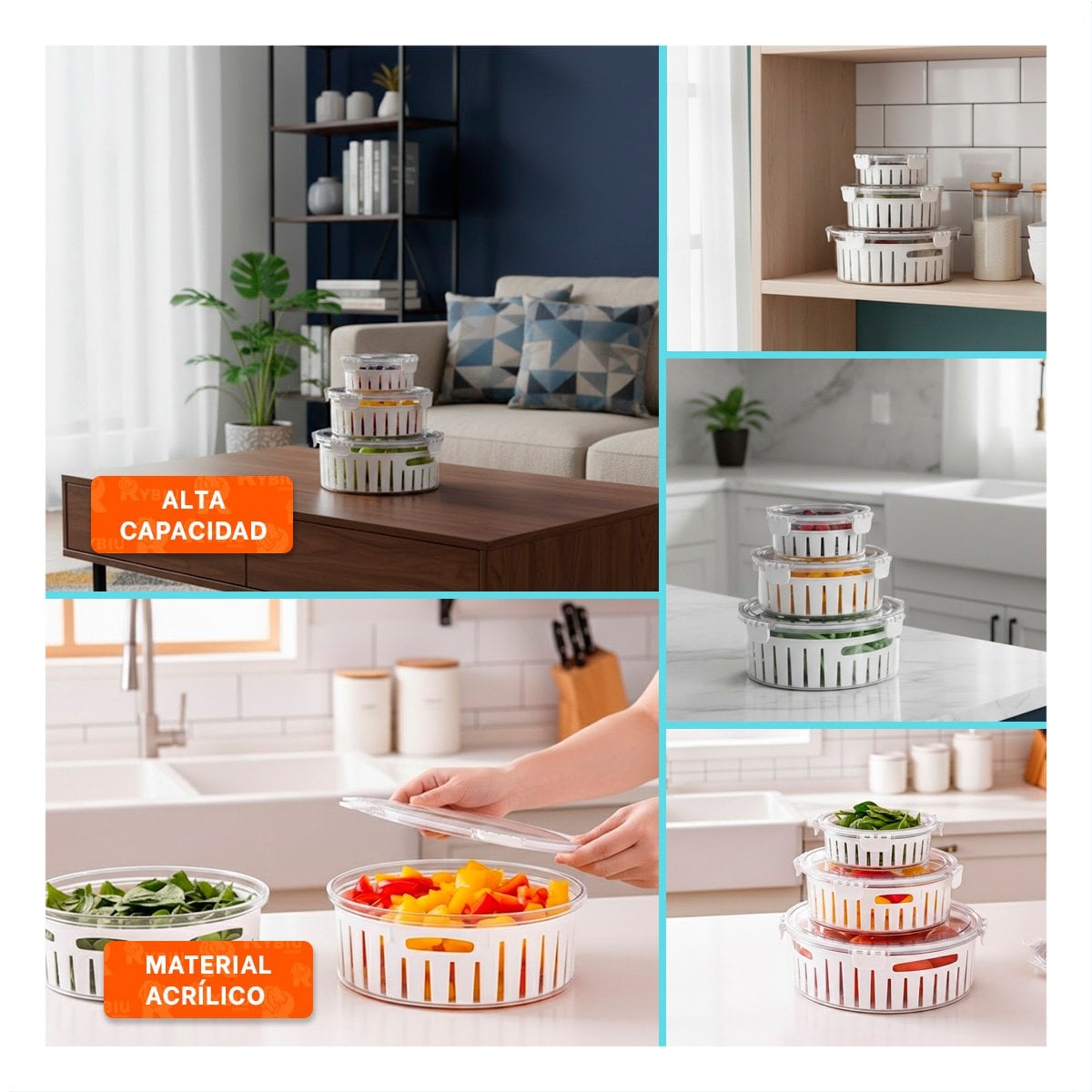 PACK4 SOPORTE ESCURRIDOR CIRCULAR 3 PIEZAS TRANSPARENTE PARA LAVADO Y+REGALO STICKER - 2