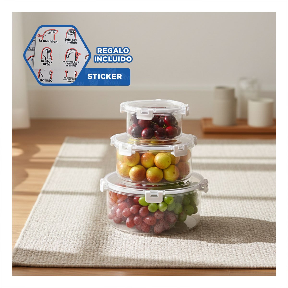 CONTENEDORES MULTIUSO PARA COCINA MODERNA TRANSPARENTE Y+REGALO STICKER - 1