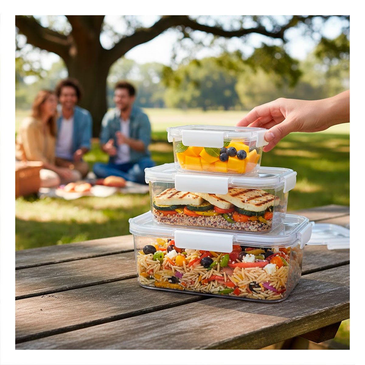 PACK2 SET DE TAPERS RECTANGULARES PARA USO DIARIO EN COCINA TRANSPARENTE - 3