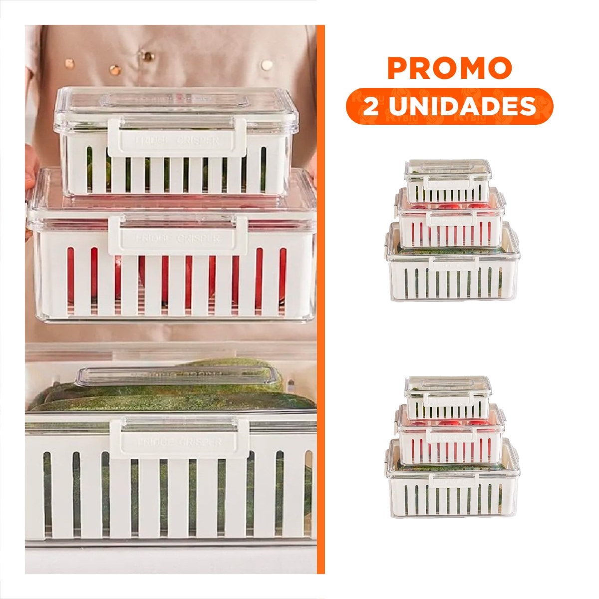 PACK2 LOTE 3 CON TAPAS HERMETICAS PARA CONSERVAR ALIMENTOS 700 ML 1700 ML 3300 ML - 1