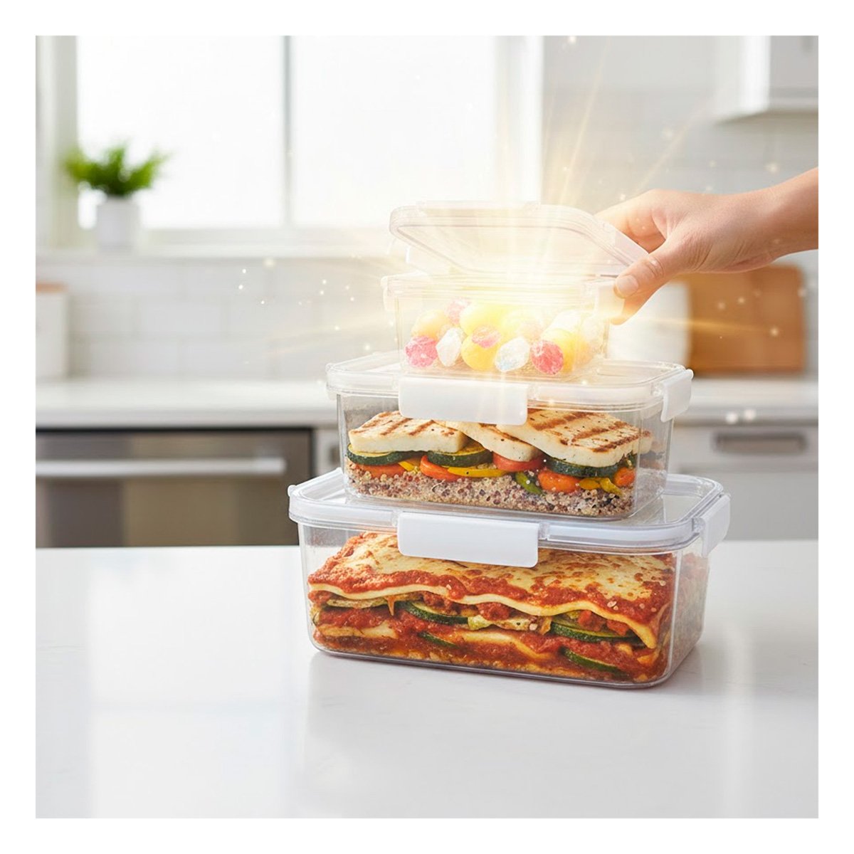 PACK4 SET DE ENVASES RESISTENTES PARA FREEZER Y CONSERVACION TRANSPARENTE - 3