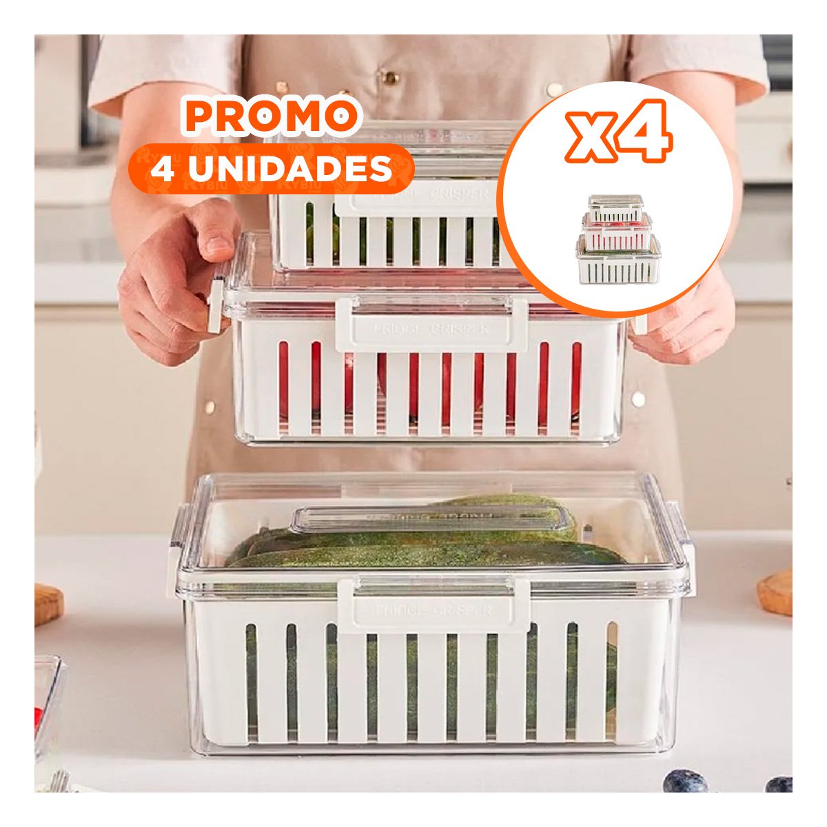 PACK4 LOTE 3 QUE PERMITE ALMACENAR COMIDAS Y MANTENER ORDEN 700 ML 1700 ML 3300 ML - 1