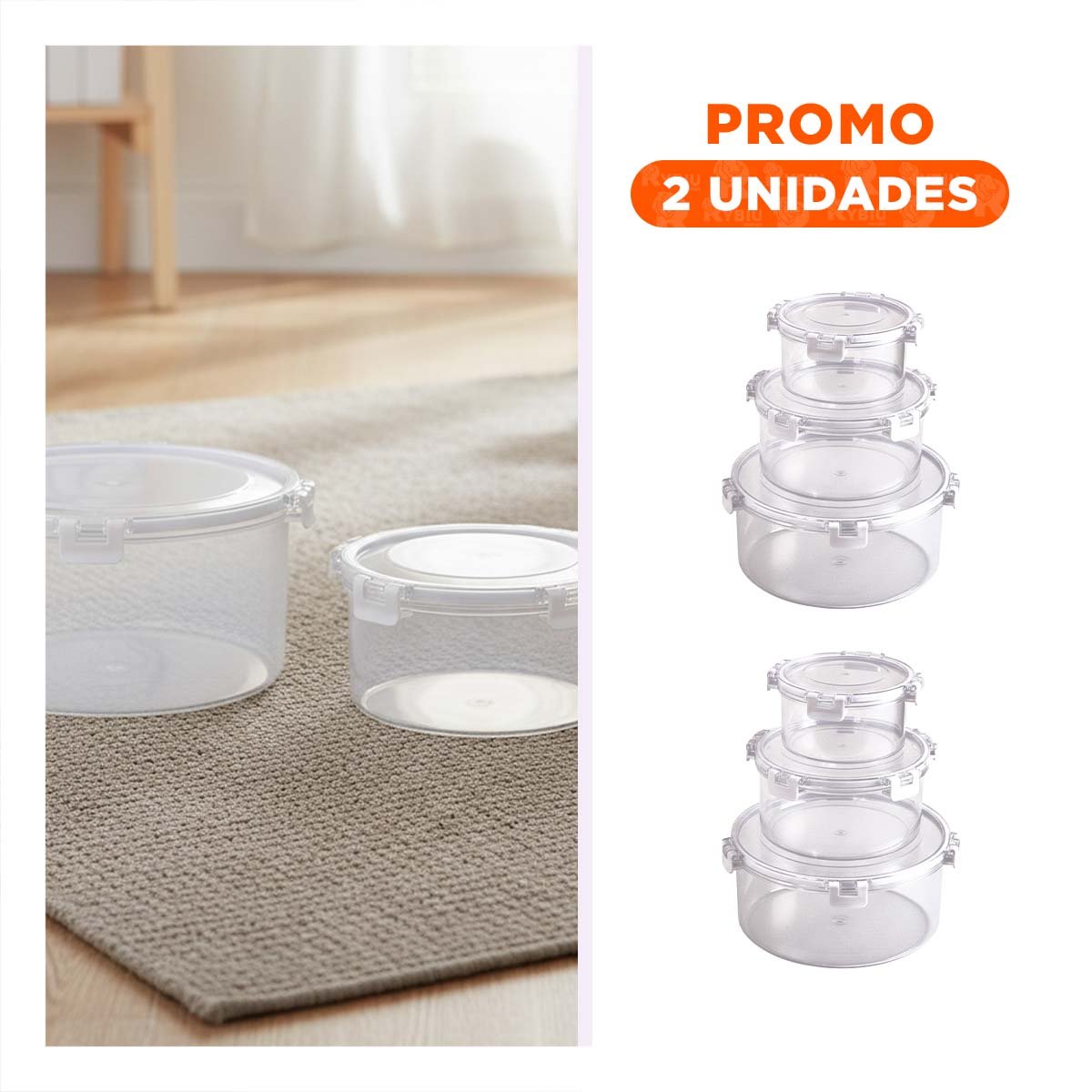 PACK2 DEPOSITOS CIRCULARES CON TAPA PARA ORDEN DIARIO TRANSPARENTE - 1