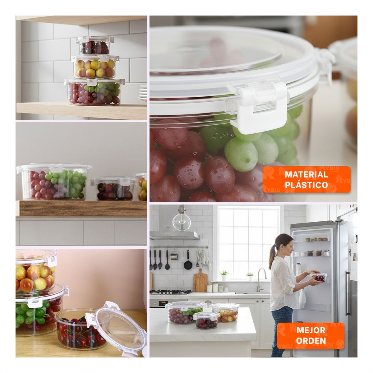 CONTENEDORES HERMETICOS PARA REFRIGERADORA FAMILIAR TRANSPARENTE Y+POST IT - 1