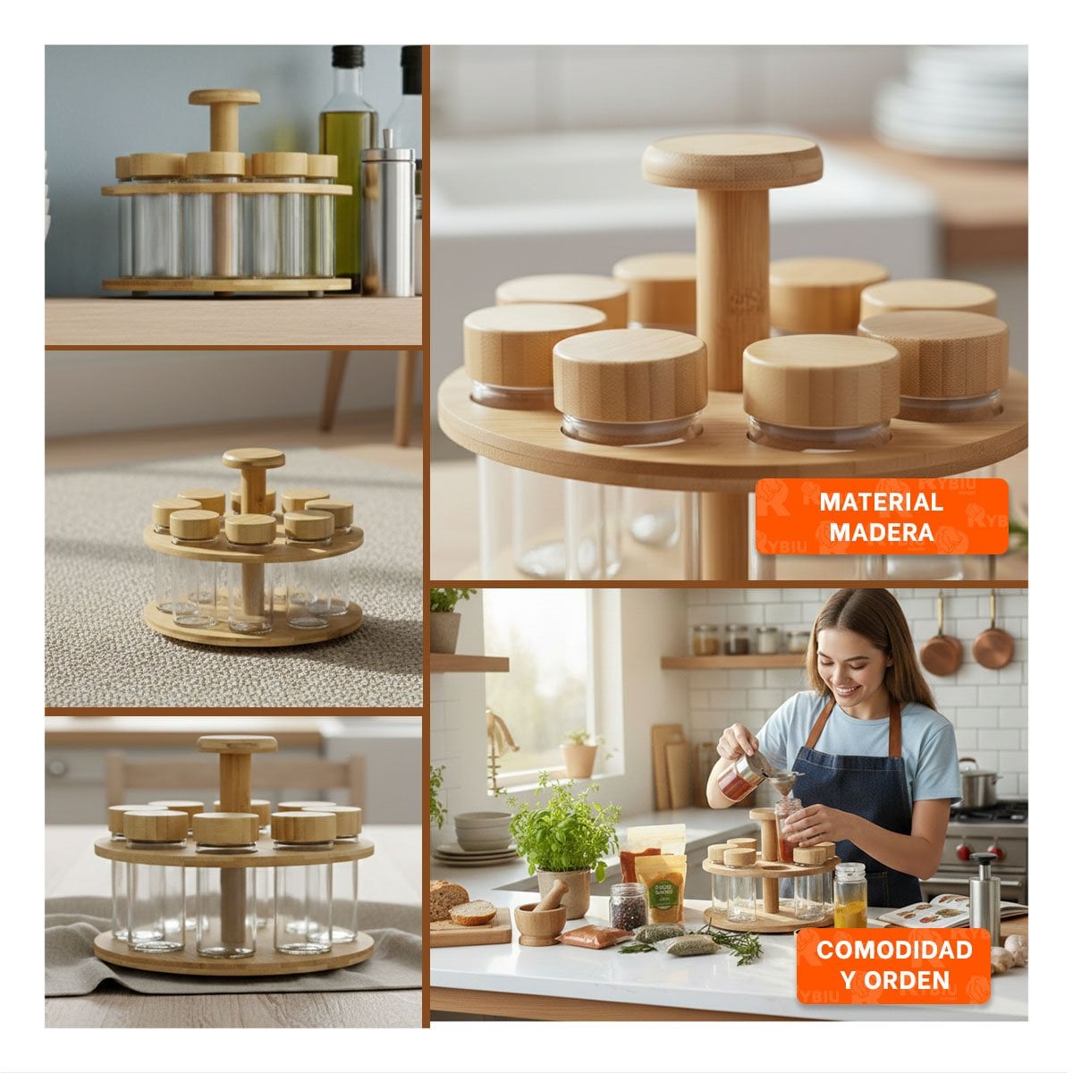 ESPECIERO CON 8 FRASCOS PARA MESA O DESPENSA Y+LIGAS REGALO - 5