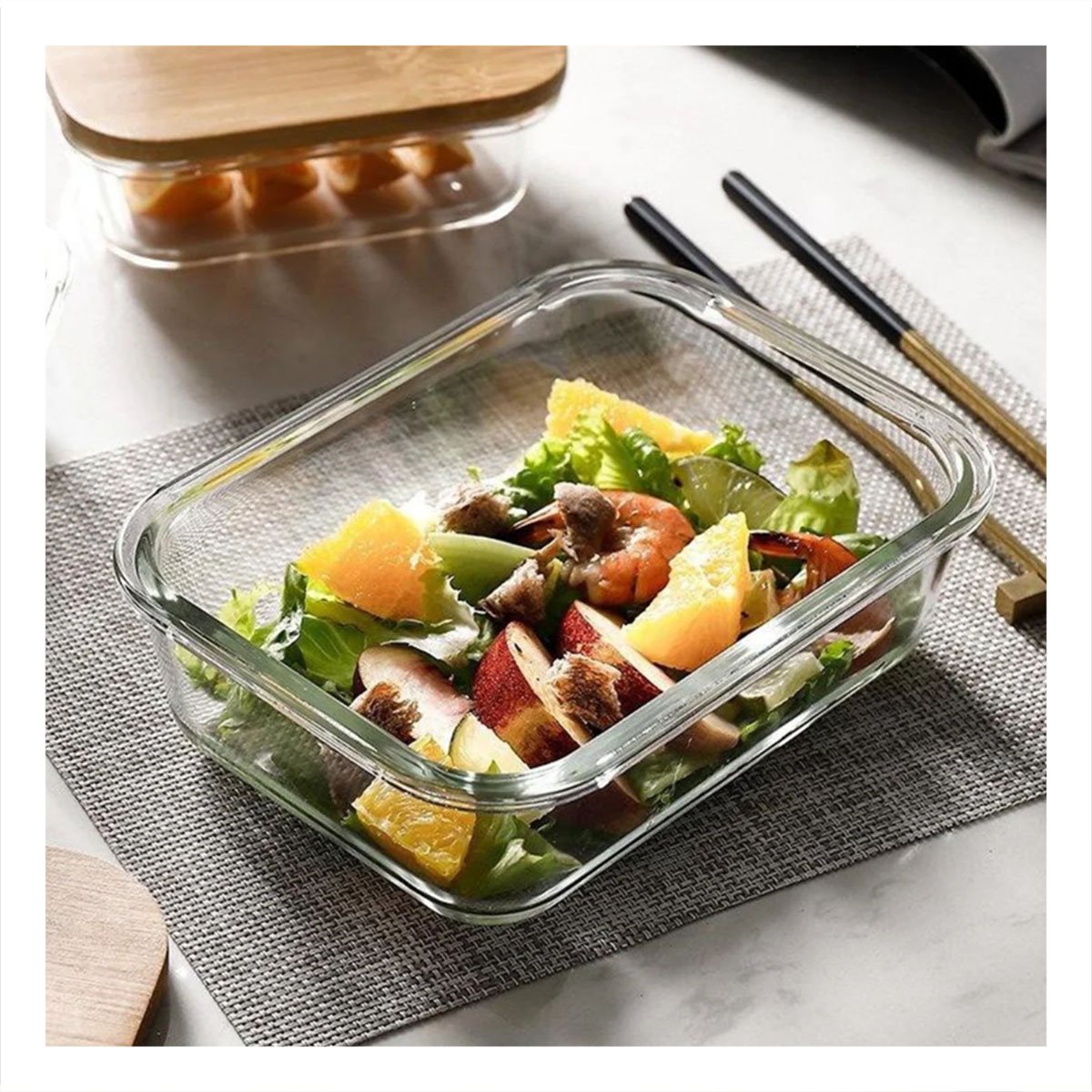 PACK2 TAPERS CON ESTILO NATURAL PARA COCINA 370ML 640ML 1040ML TRANSPARENTE Y+PAPEL REGALO - 2