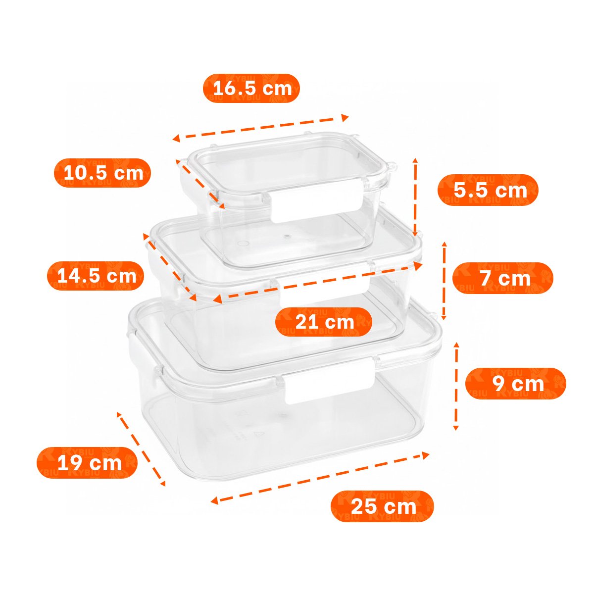 PACK6 SISTEMA DE TAPERS CON TAPA SEGURA Y CIERRE AJUSTADO TRANSPARENTE Y+PAPEL REGALO - 4