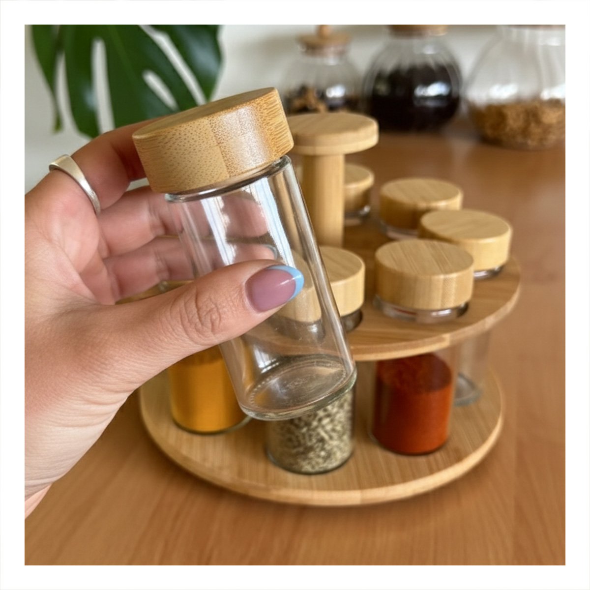 ESPECIERO CON 8 FRASCOS PARA MANTENER CONDIMENTOS FRESCOS Y+PAPEL REGALO - 5