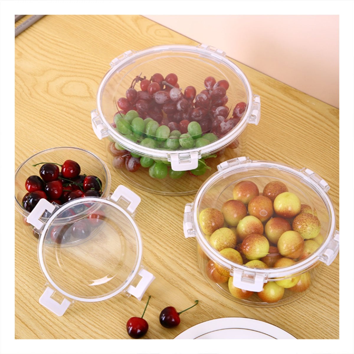 PACK6 BOWLS HERMETICOS PARA REFRIGERADORA FAMILIAR TRANSPARENTE Y+REGALO STICKER - 5