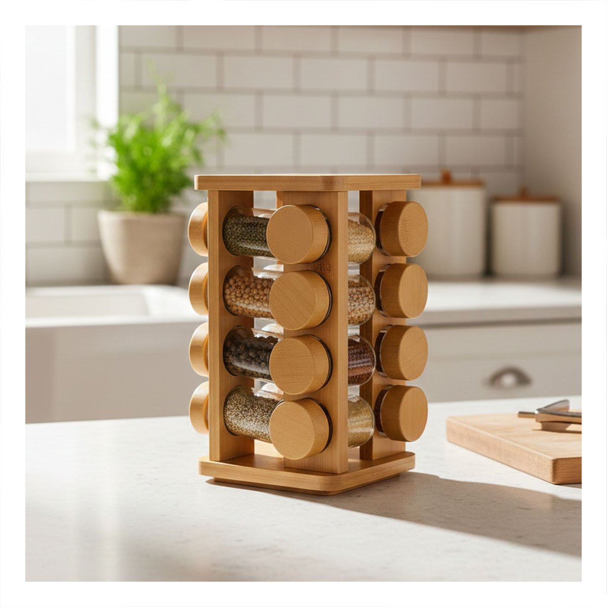 ESPECIERO DECORATIVO DE 16 FRASCOS PARA COCINA MODERNA EN MADERA Y+LIGAS REGALO - 1