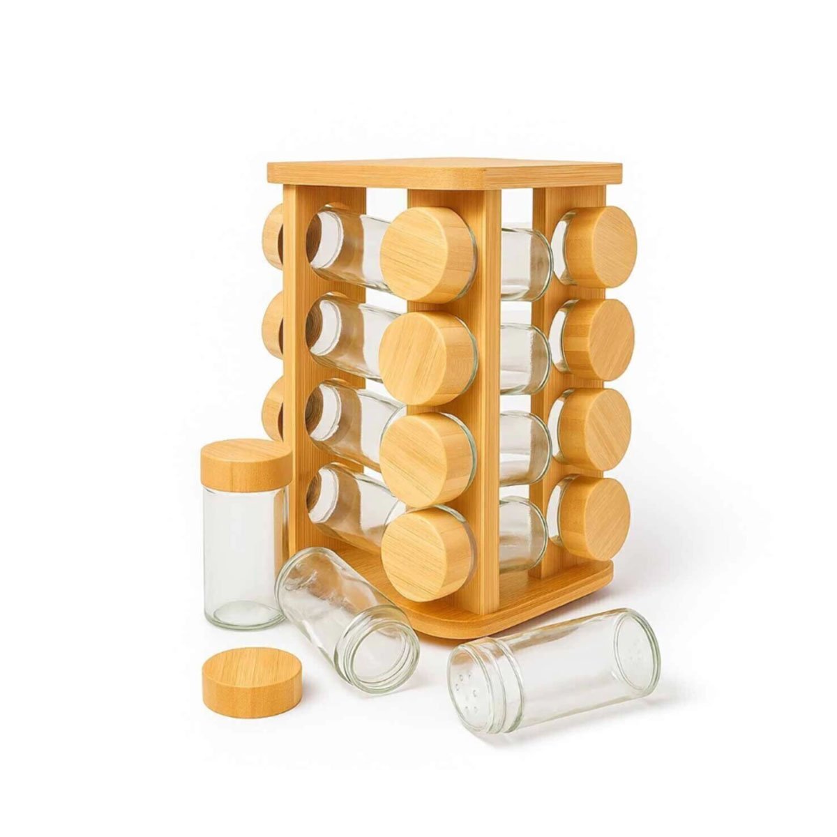 ESPECIERO DECORATIVO DE 16 FRASCOS PARA COCINA MODERNA EN MADERA Y+LIGAS REGALO - 3