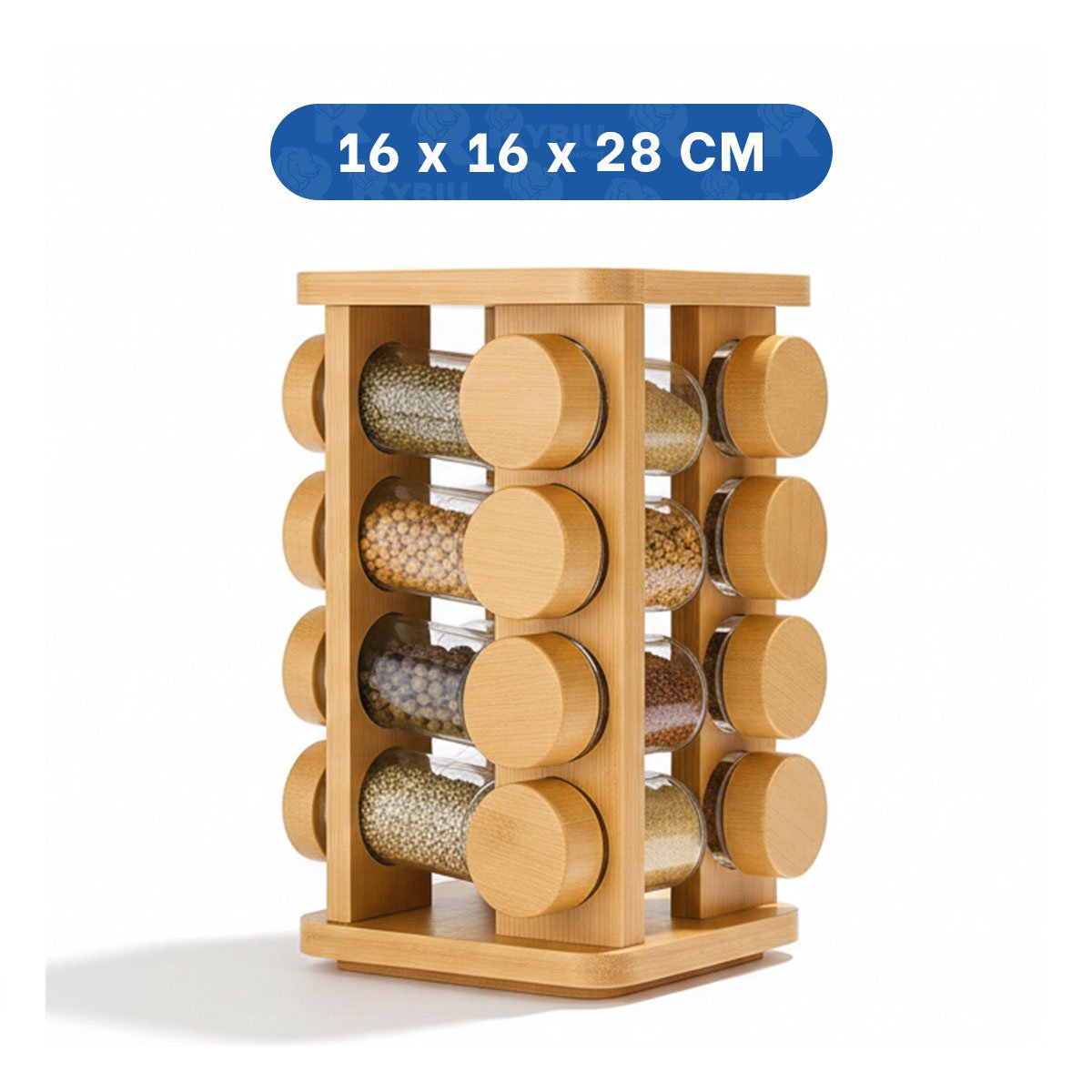 ESPECIERO DECORATIVO DE 16 FRASCOS PARA COCINA MODERNA EN MADERA Y+LIGAS REGALO - 4