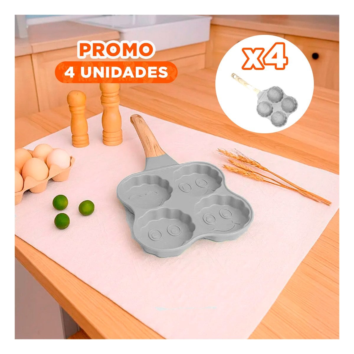 PACK4 PLACA PRACTICA PARA PANQUEQUES HUEVOS Y RECETAS BEIGE - 1