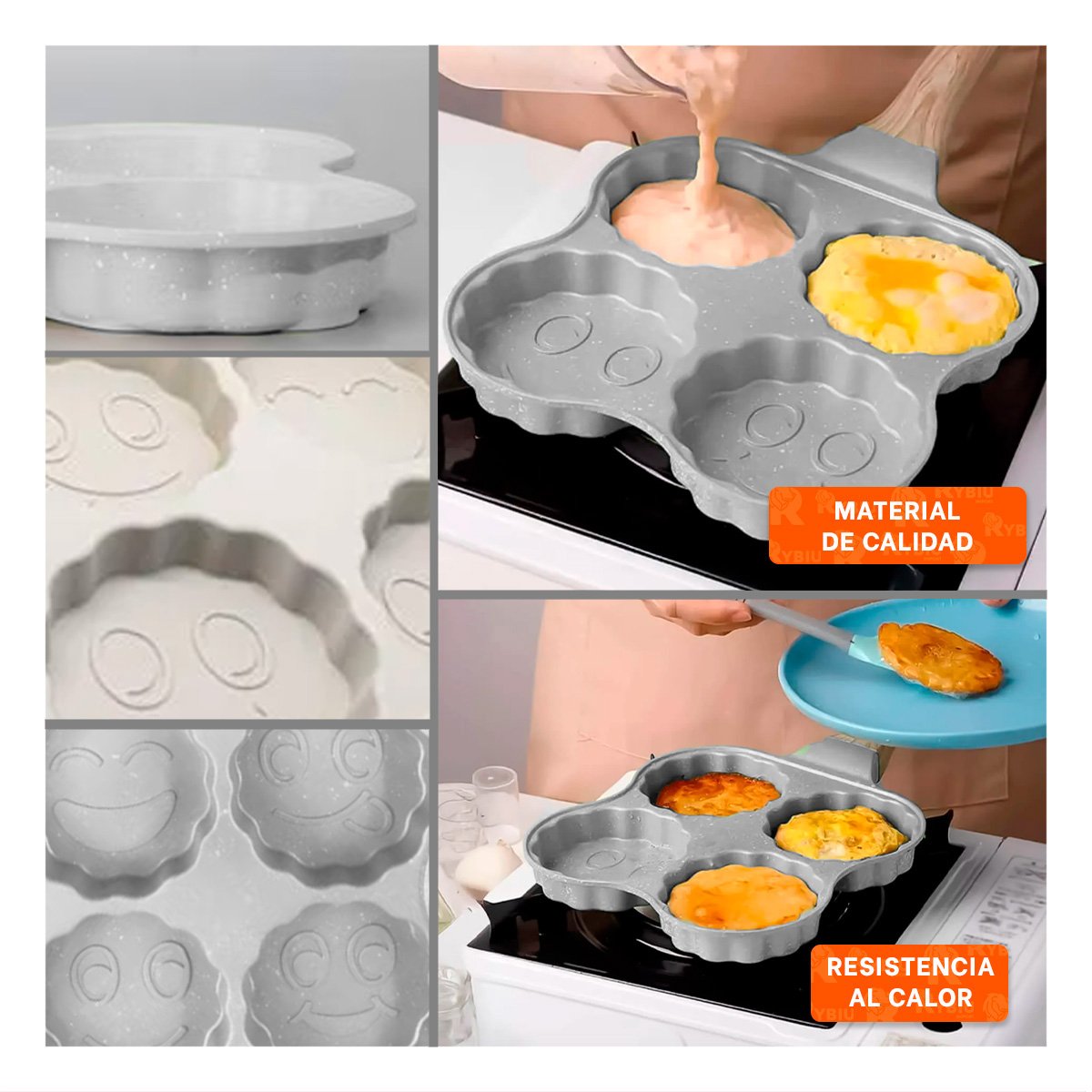 SARTEN DIVIDIDO PARA COCINA RAPIDA Y PREPARACIONES CON MANGO DE MADERA BEIGE Y+POST IT - 1