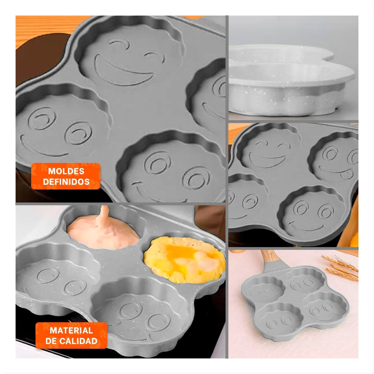 PACK4 ARTICULO PRACTICO PARA OMELETS Y RECETAS CON MANGO DE MADERA BEIGE Y+REGALO STICKER - 2