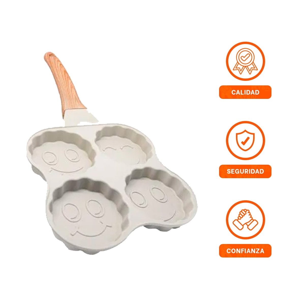 SARTEN ANTIADHERENTE CON 4 DIVISIONES PARA HUEVOS TORTILLAS Y POSTRES BEIGE - 3