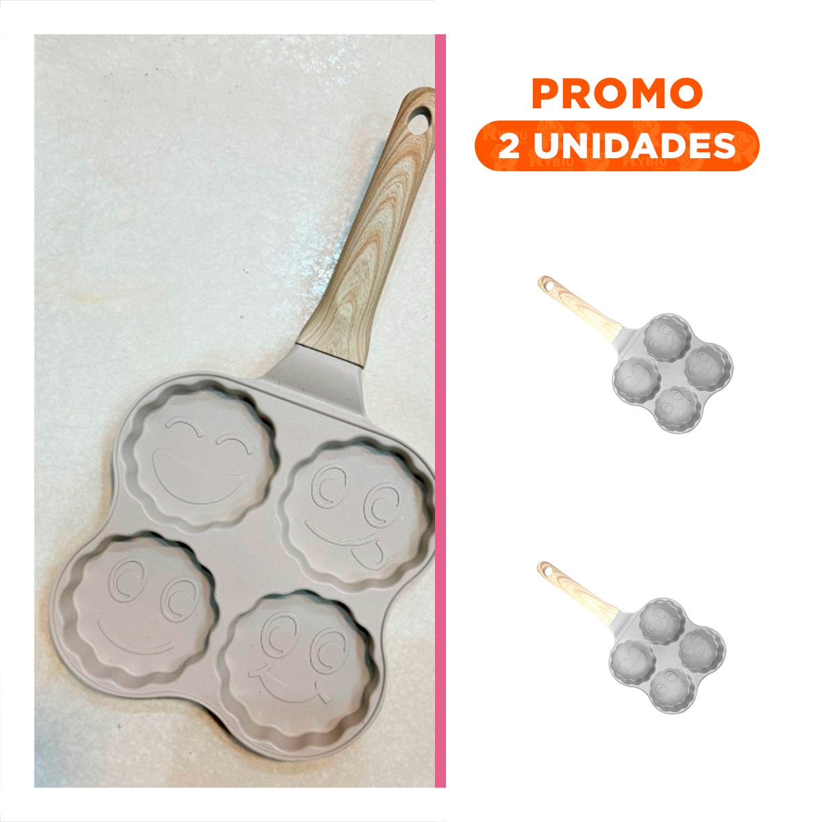 PACK2 PLACA ANTIADHERENTE DIVIDIDA PARA HUEVOS TORTILLAS Y OMELETS BEIGE - 1