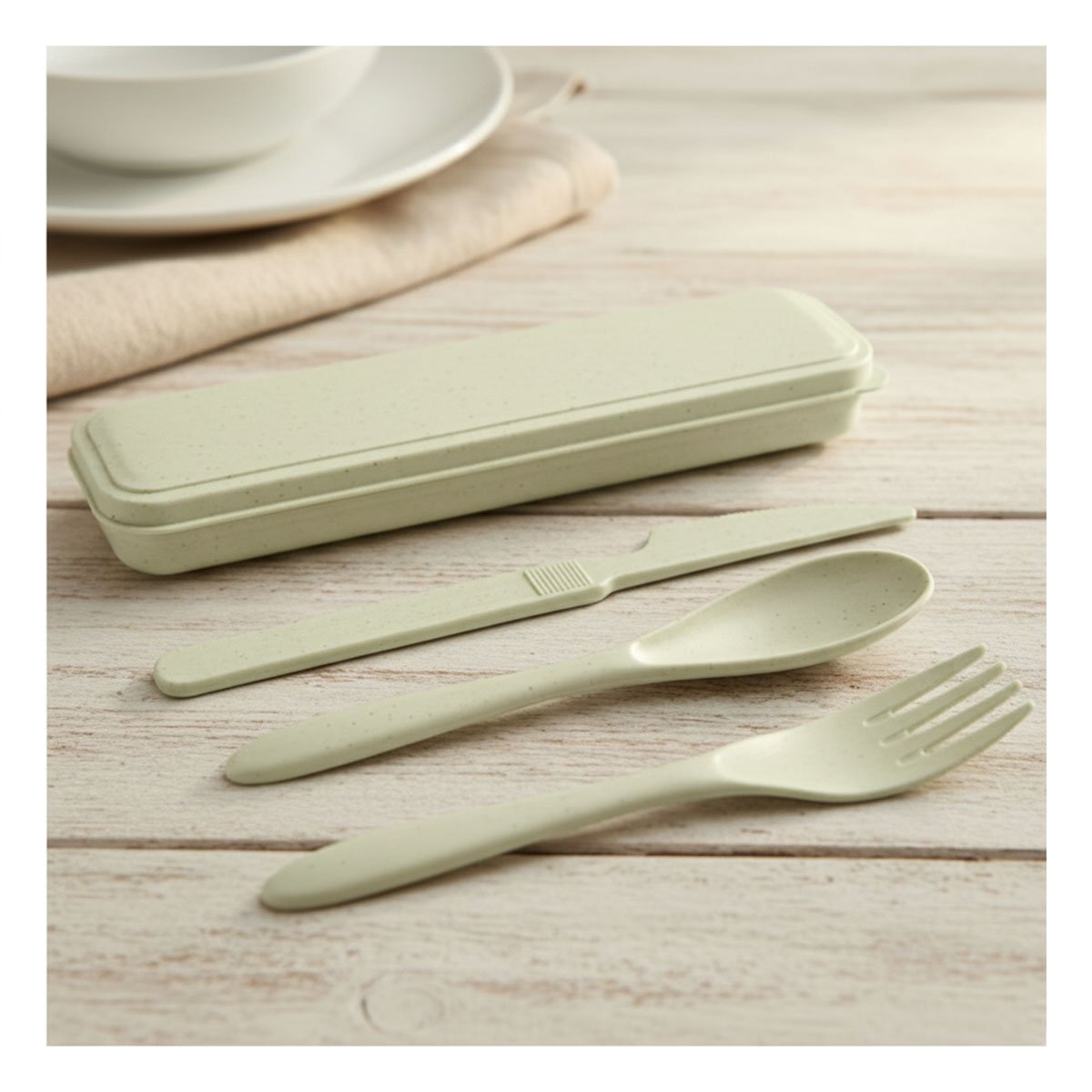 PACK2 CUBIERTOS REUTILIZABLES CON ESTUCHE SET DE 3 PIEZAS VERDE - 3