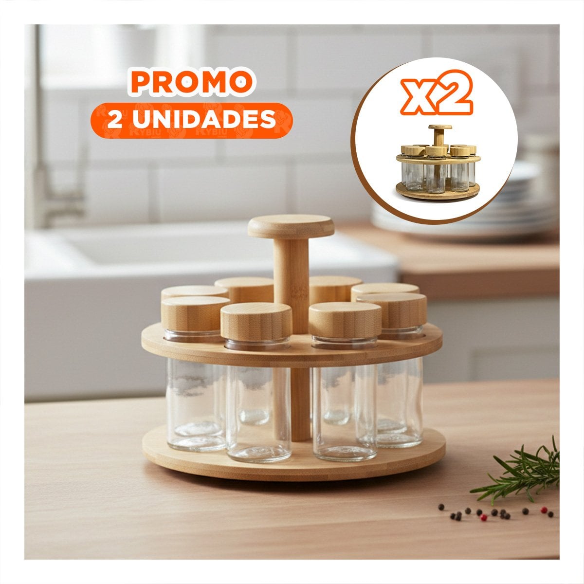 PACK2 ORGANIZADOR CON 8 FRASCOS PARA MESA Y DESPENSA Y+REGALO STICKER - 1