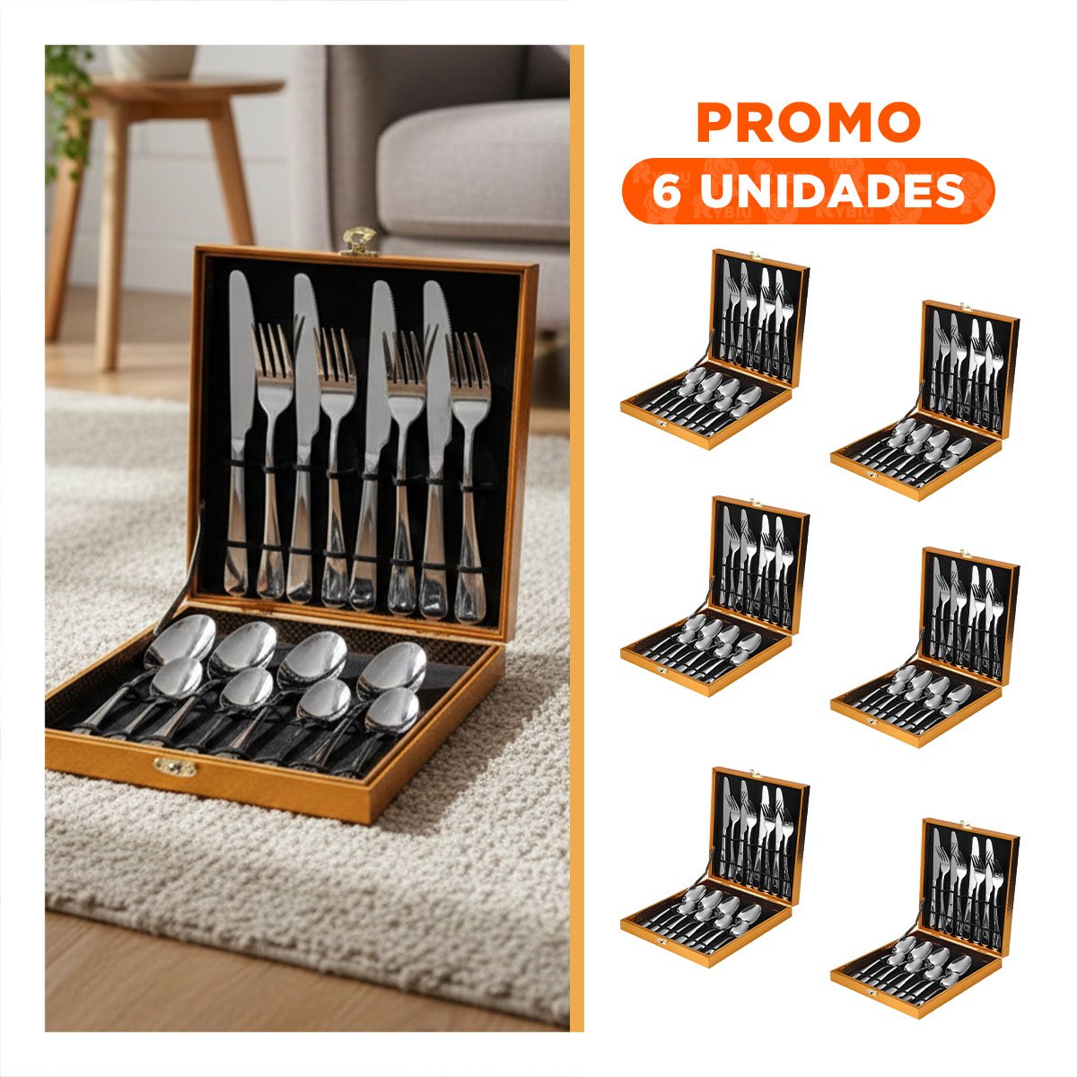 PACK6 PRESENTACION HOGAR 16 SERVICIOS CON CAJA DE REGALO PLATEADO - 1