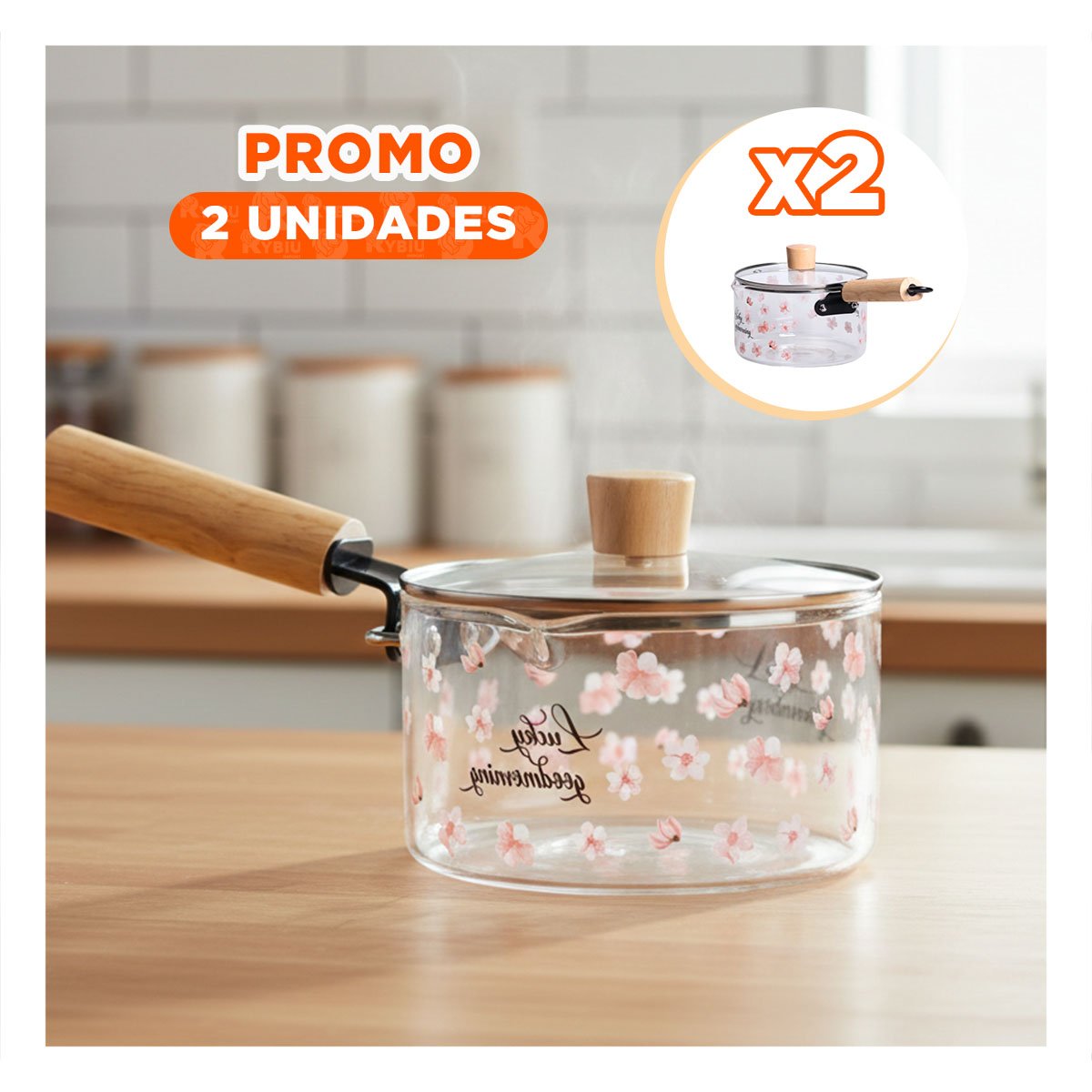 PACK2 CALDERO TRANSPARENTE PARA PRESENTACION EN MESA TRANSPARENTE FLORES Y+REGALO STICKER - 1