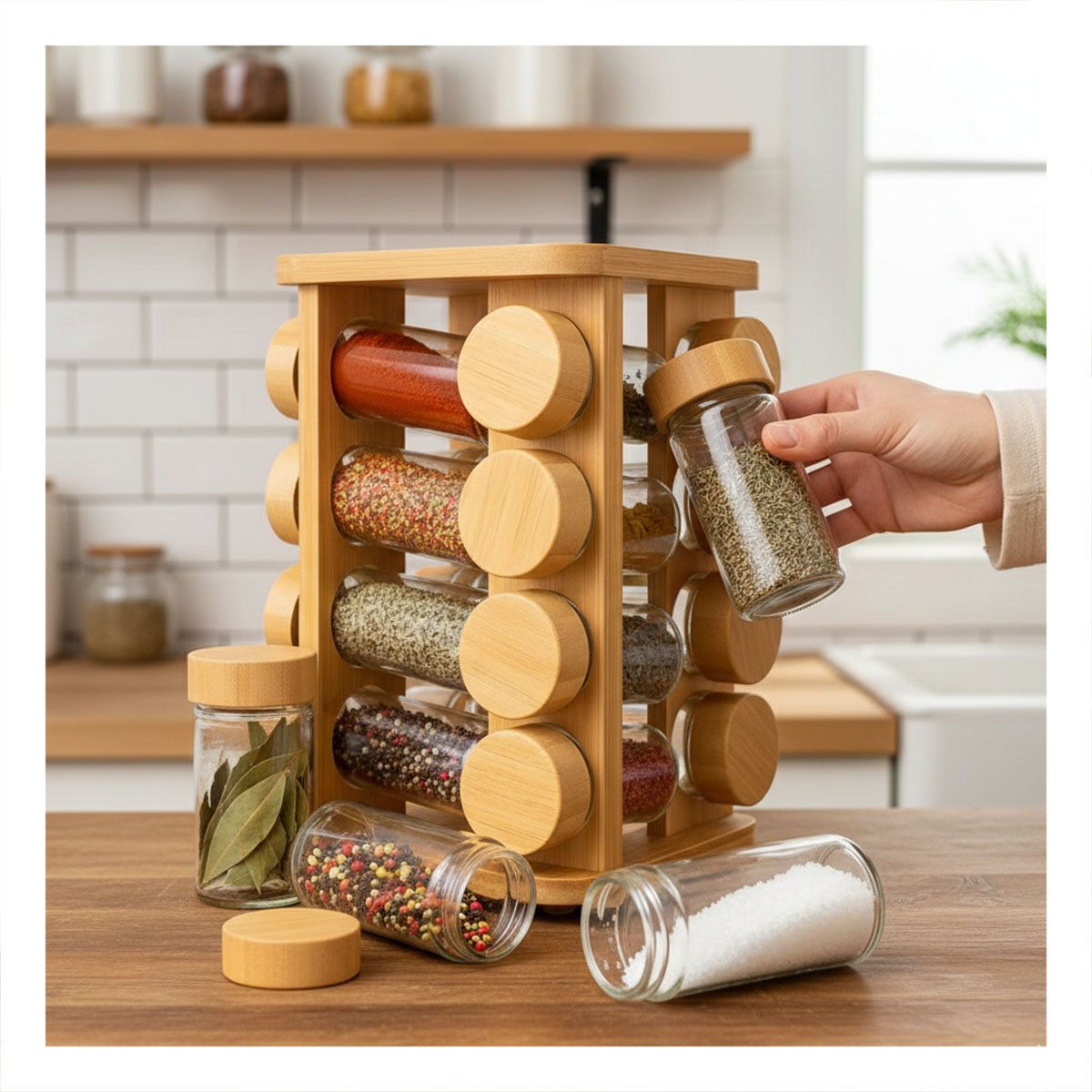 PACK6 RACK DE COCINA PARA ESPECIAS CON DISENO CUADRADO Y ELEGANTE - 5