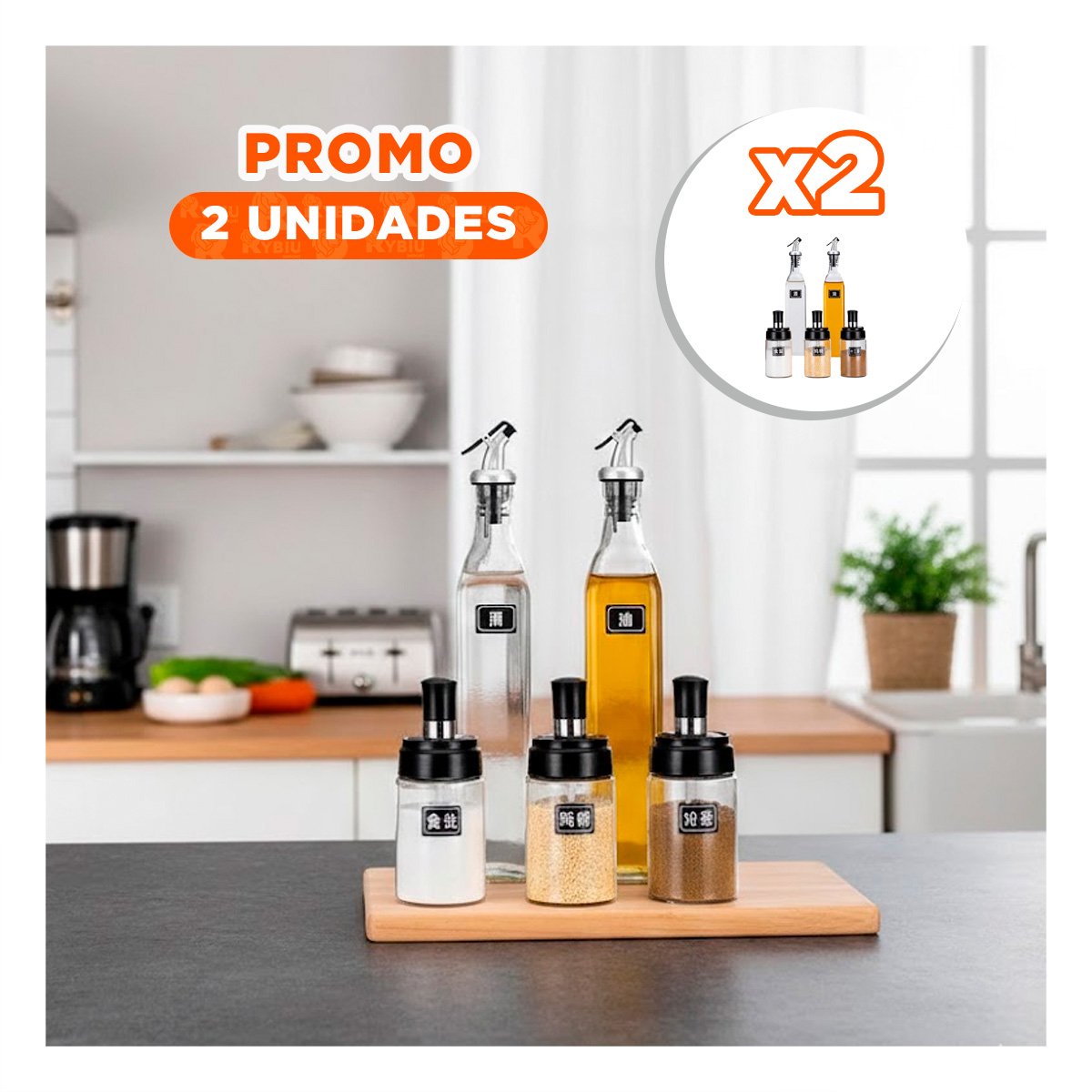 PACK2 PACK 3 CONDIMENTEROS Y 2 ACEITEROS DE PICO TRANSPARENTE COCINA Y+REGALO STICKER - 1