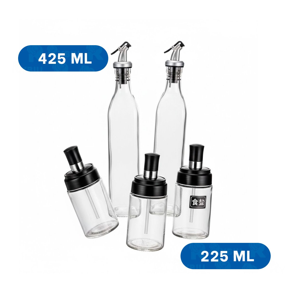 PACK2 PACK 3 CONDIMENTEROS Y 2 ACEITEROS DE PICO TRANSPARENTE COCINA Y+REGALO STICKER - 4