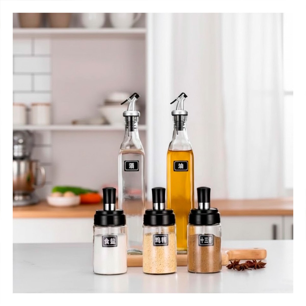 PACK2 PACK 3 CONDIMENTEROS Y 2 ACEITEROS DE PICO TRANSPARENTE COCINA Y+REGALO STICKER - 5