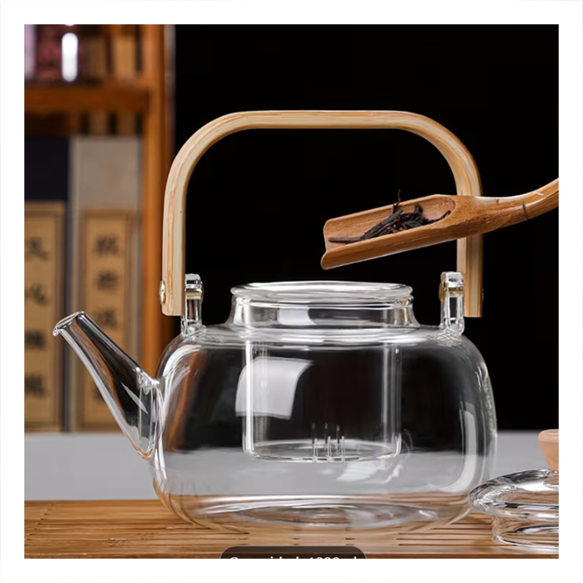PACK2 CONTENEDOR DE BOROSILICATO CON FILTRO Y ASA DE MADERA TRANSPARENTE - 2