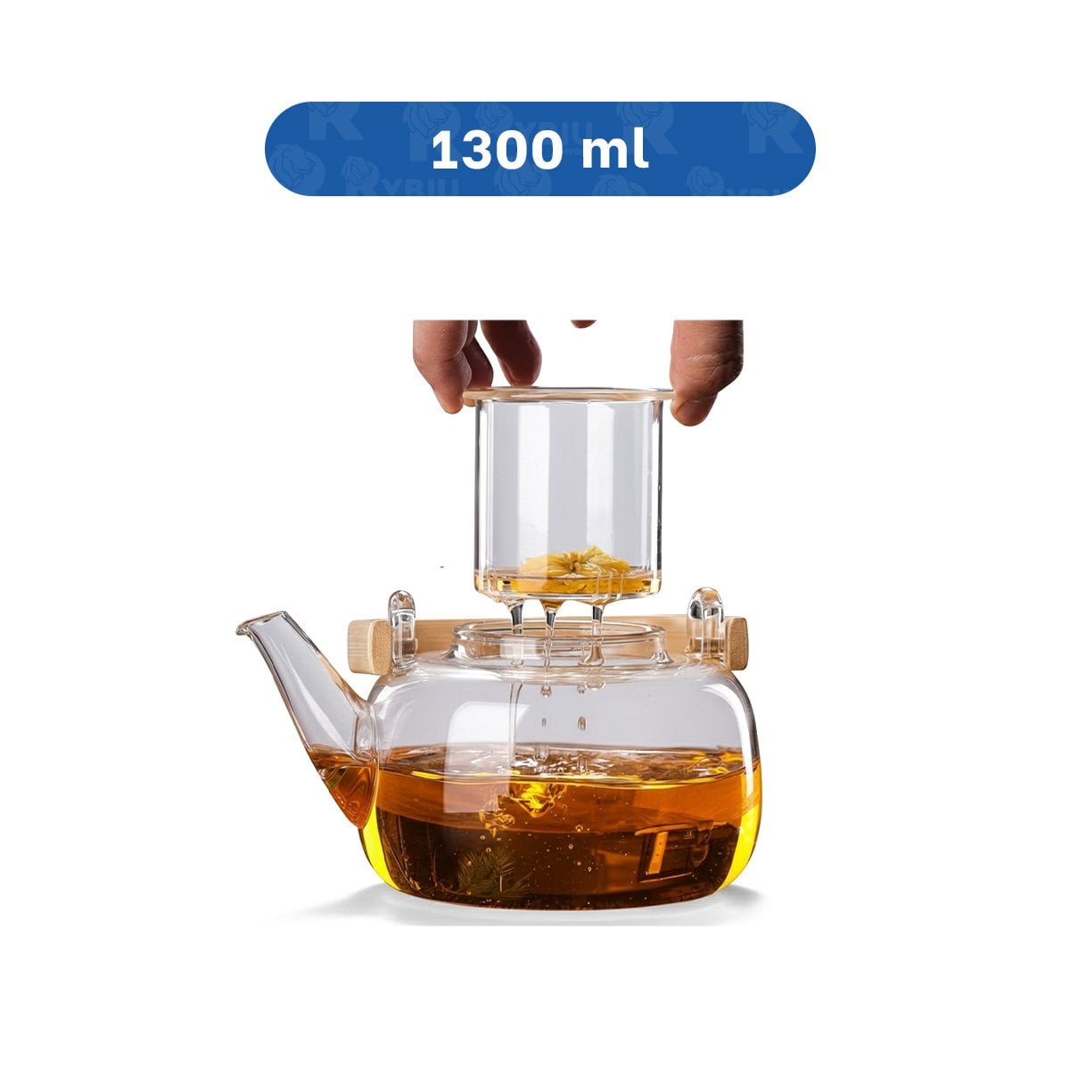 PACK2 CONTENEDOR DE BOROSILICATO CON FILTRO Y ASA DE MADERA TRANSPARENTE - 4