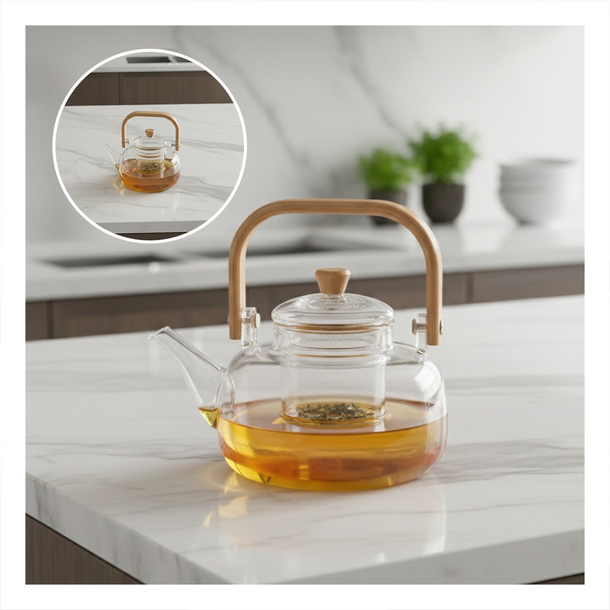 PACK2 CONTENEDOR DE BOROSILICATO CON FILTRO Y ASA DE MADERA TRANSPARENTE - 5