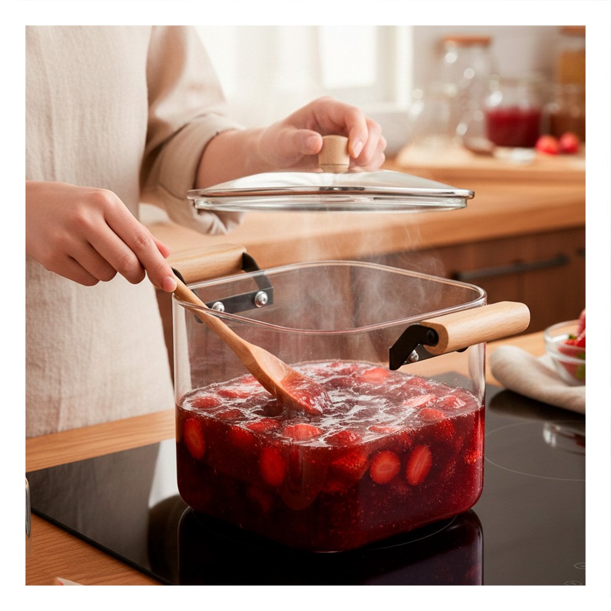 CAZUELA TRANSPARENTE DE GRAN CAPACIDAD PARA COCINA 5500ML Y+PAPEL REGALO - 5