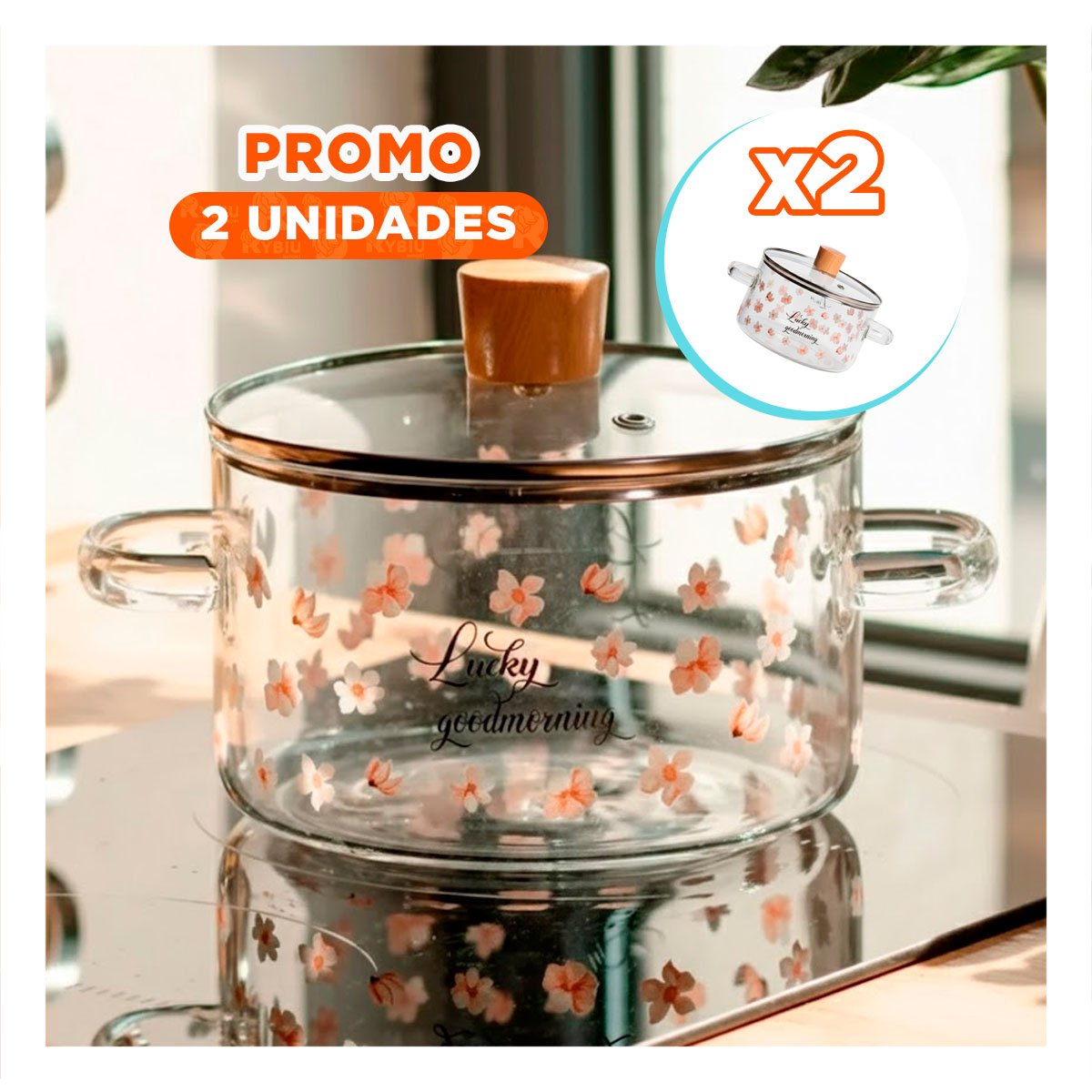 PACK2 CONTENEDOR MULTIUSO CON DISEÑO SEGURO Y COMPACTO 1,8L TRANSPARENTE Y+REGALO STICKER - 1
