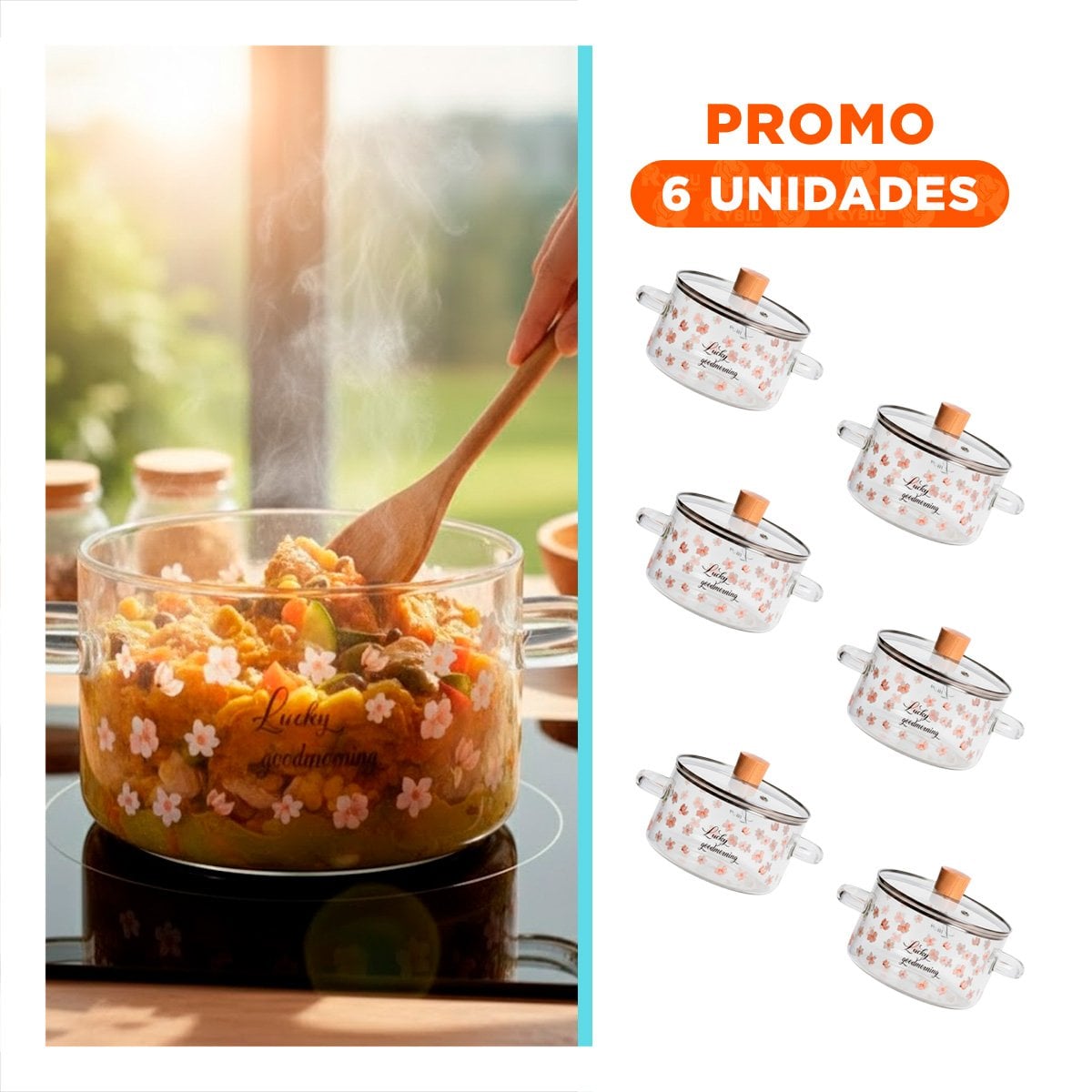 PACK6 HERVIDOR RESISTENTE AL CALOR PARA AGUA Y INFUSIONES 1,8L TRANSPARENTE - 1
