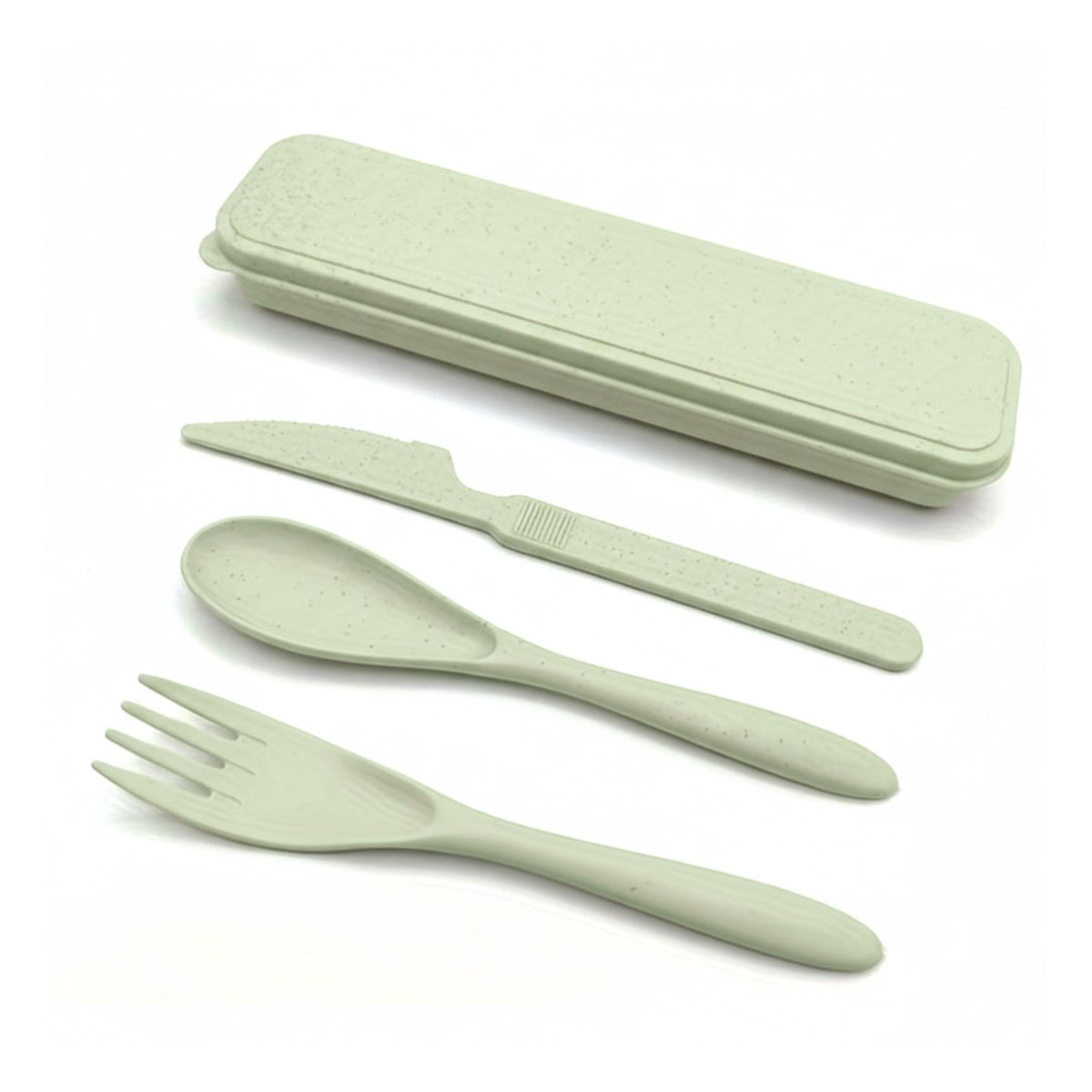 KIT DE CUBIERTOS DE VIAJE CON ESTUCHE PORTATIL RESISTENTE VERDE Y+LIGAS REGALO - 3