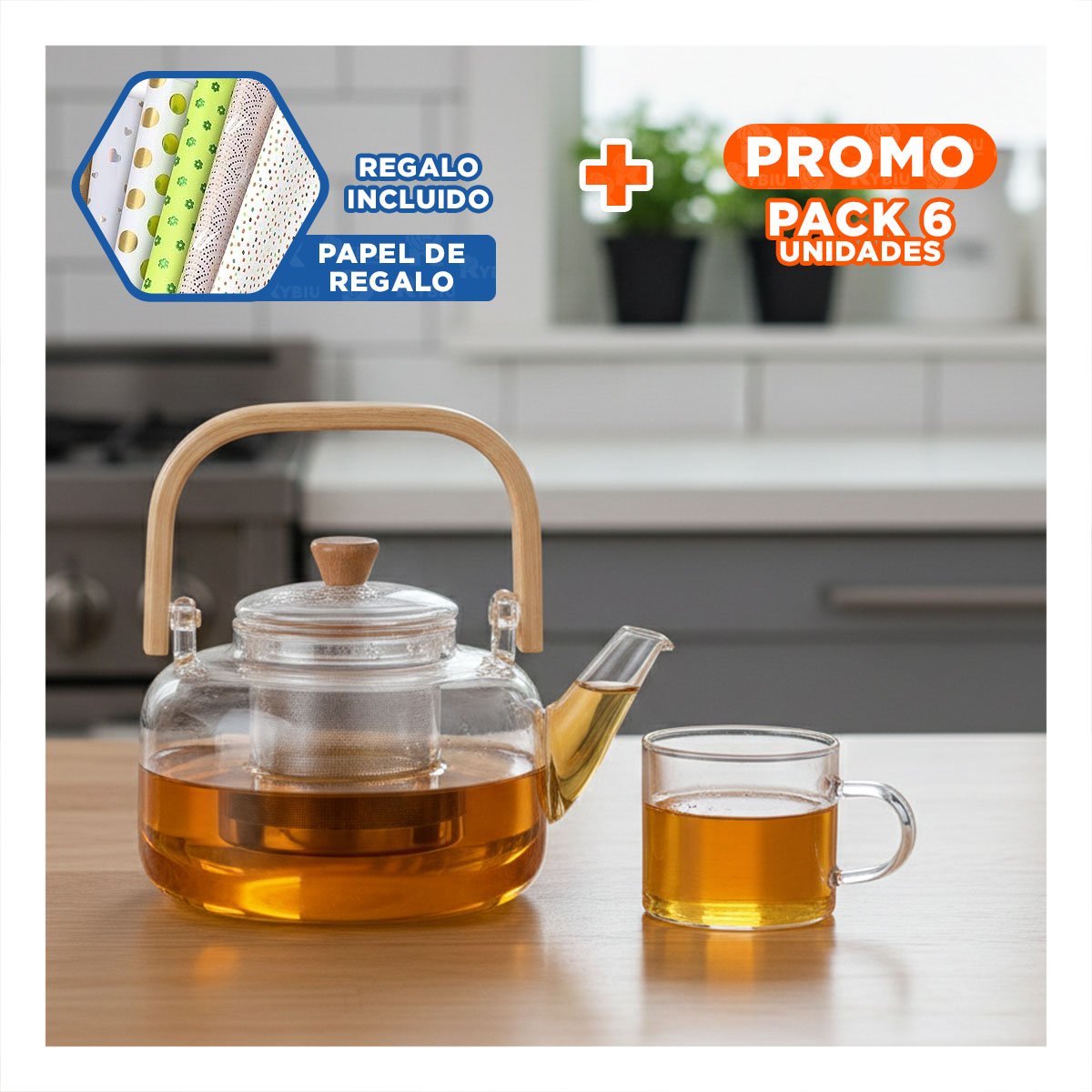 PACK6 INSTRUMENTO DE VIDRIO BOROSILICATO CON SISTEMA DE FILTRADO TRANSPARENTE Y+PAPEL REGALO - 1