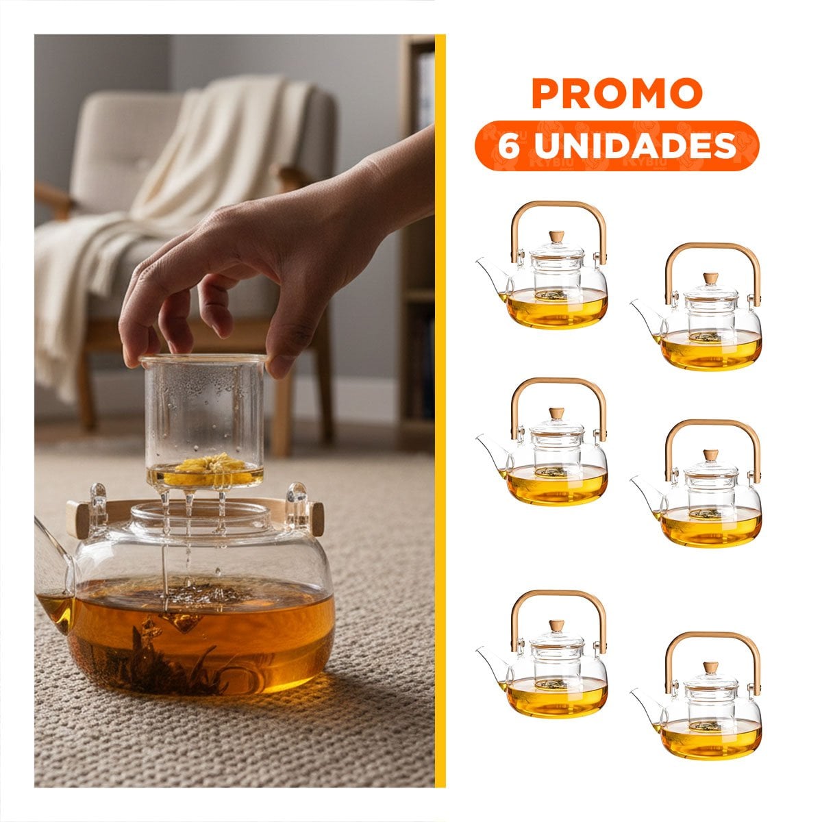 PACK6 INSTRUMENTO PRACTICO PARA PREPARAR INFUSIONES Y JUGOS TRANSPARENTE - 1