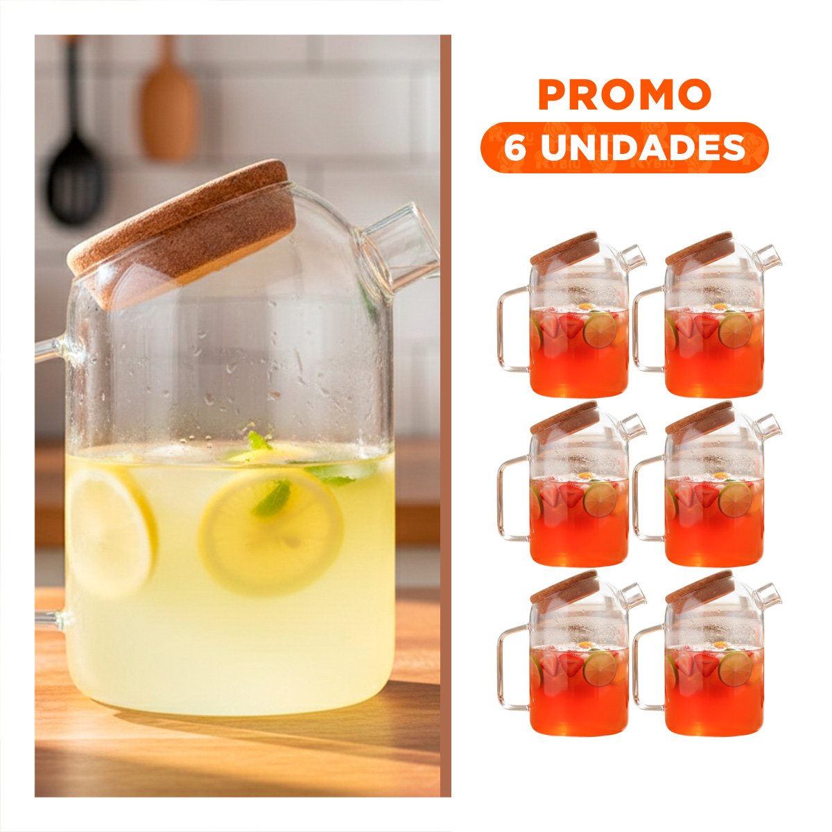 PACK6 VASO GRANDE CREATIVO PARA SERVIR BEBIDAS FRIAS Y CALIENTES TRANSPARENTE - 1